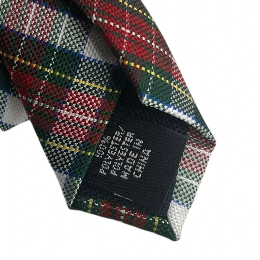 Tommy Hilfiger Holiday Tartan Tie Boys Red Multi‎ Bar Tack Keeper Loop Holiday